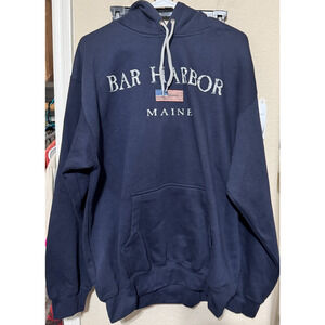 Maine Bar Harbor Men’s Hoodie navy blue Prairie Mountain sz L pullover